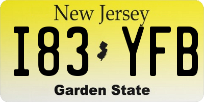 NJ license plate I83YFB