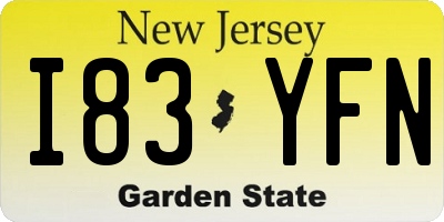 NJ license plate I83YFN