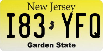 NJ license plate I83YFQ