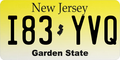 NJ license plate I83YVQ