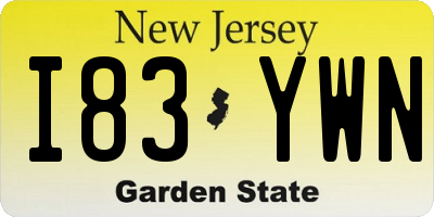 NJ license plate I83YWN