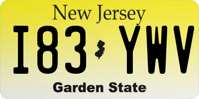 NJ license plate I83YWV