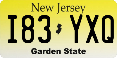 NJ license plate I83YXQ