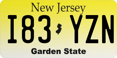NJ license plate I83YZN
