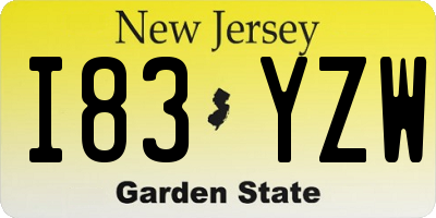NJ license plate I83YZW