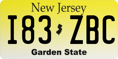 NJ license plate I83ZBC