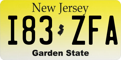 NJ license plate I83ZFA