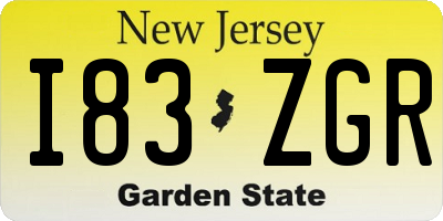NJ license plate I83ZGR