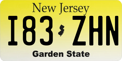 NJ license plate I83ZHN
