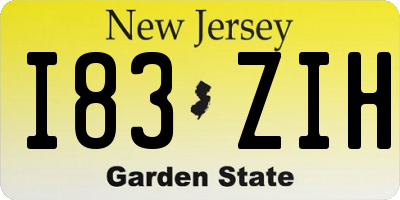 NJ license plate I83ZIH