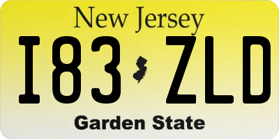 NJ license plate I83ZLD