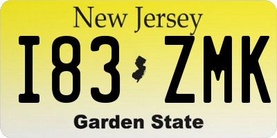 NJ license plate I83ZMK