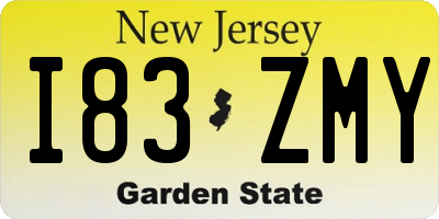 NJ license plate I83ZMY
