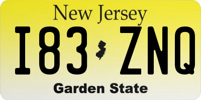 NJ license plate I83ZNQ