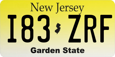 NJ license plate I83ZRF