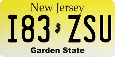 NJ license plate I83ZSU