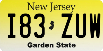 NJ license plate I83ZUW