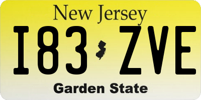 NJ license plate I83ZVE
