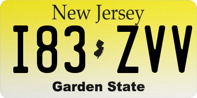 NJ license plate I83ZVV