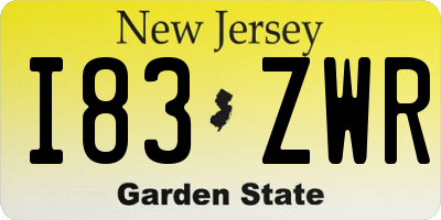NJ license plate I83ZWR
