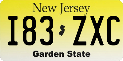 NJ license plate I83ZXC
