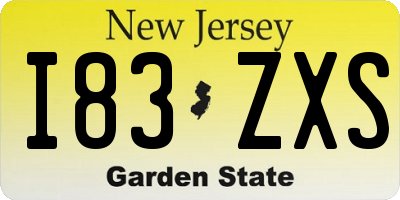 NJ license plate I83ZXS