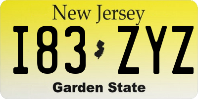 NJ license plate I83ZYZ