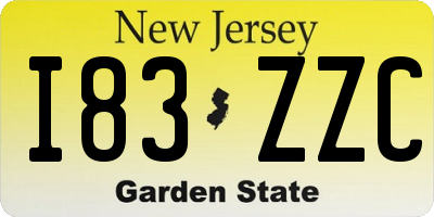 NJ license plate I83ZZC