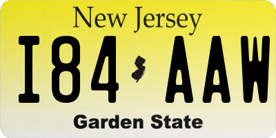 NJ license plate I84AAW