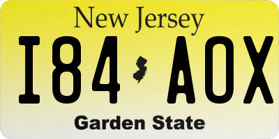 NJ license plate I84AOX
