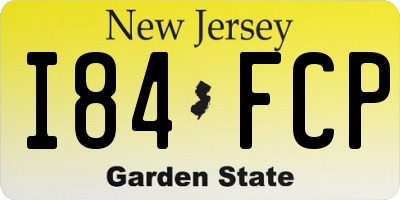 NJ license plate I84FCP