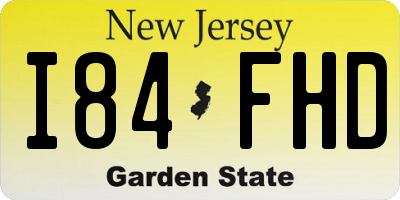 NJ license plate I84FHD