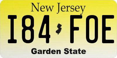 NJ license plate I84FOE
