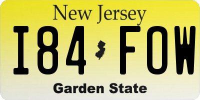NJ license plate I84FOW