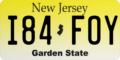 NJ license plate I84FOY