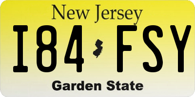 NJ license plate I84FSY