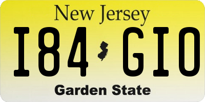 NJ license plate I84GIO