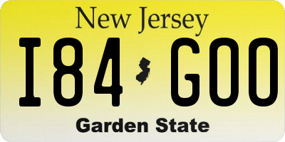 NJ license plate I84GOO