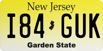NJ license plate I84GUK