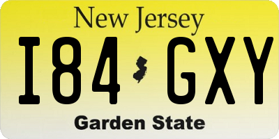 NJ license plate I84GXY