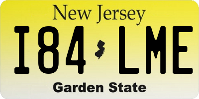 NJ license plate I84LME