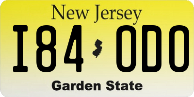 NJ license plate I84ODO