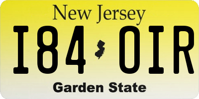 NJ license plate I84OIR