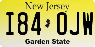 NJ license plate I84OJW