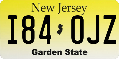 NJ license plate I84OJZ