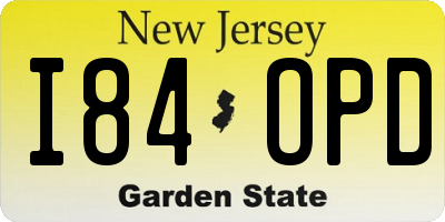 NJ license plate I84OPD