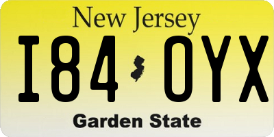 NJ license plate I84OYX
