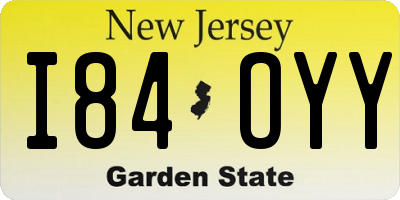 NJ license plate I84OYY