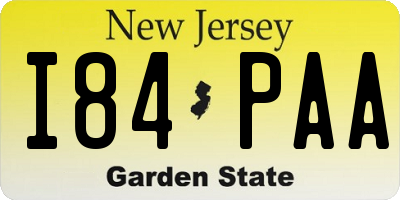 NJ license plate I84PAA