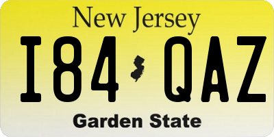NJ license plate I84QAZ